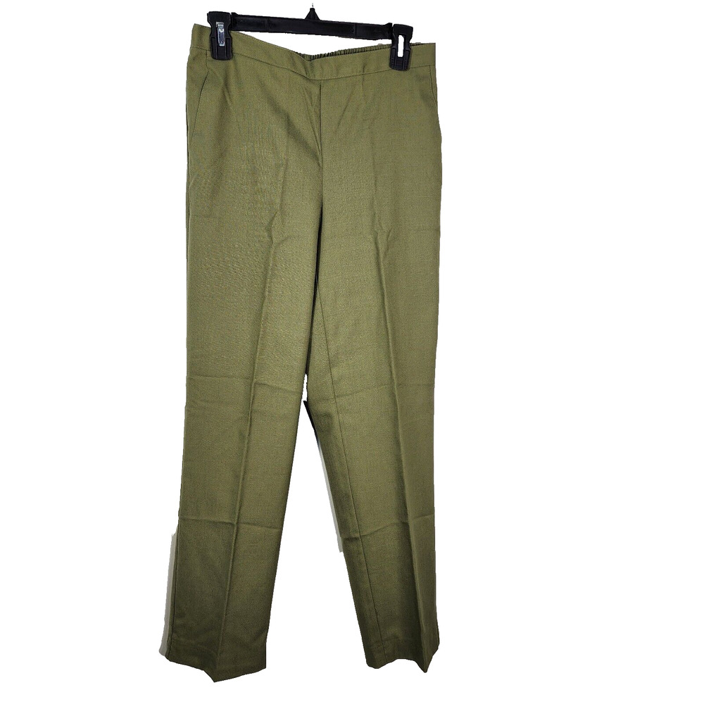 Alfred Dunner Women's Pants 8 Aloe Green Birds Of Paradise Pull On Proportioned